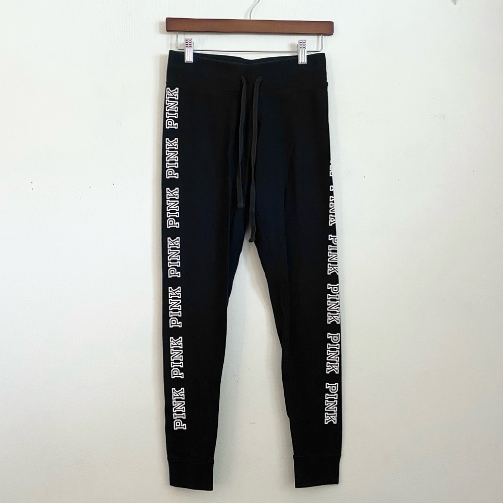 PINK Victoria's Secret Black Yoga Pants with Pink Logo